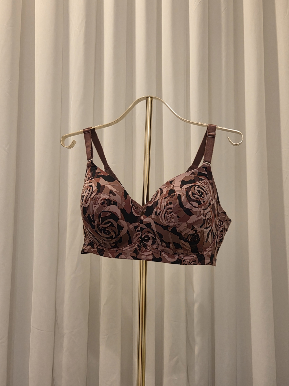 Torrid Curve 360 Back Smoothing Wire-Free Bra Brown & Pink Roses 42DD Like New